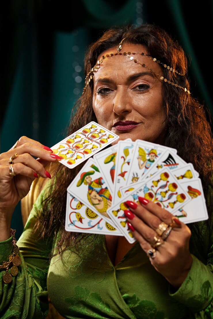 Clarisa con sus cartas de tarot
